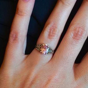 Vintage Sterling Silver Pink Stone Ring